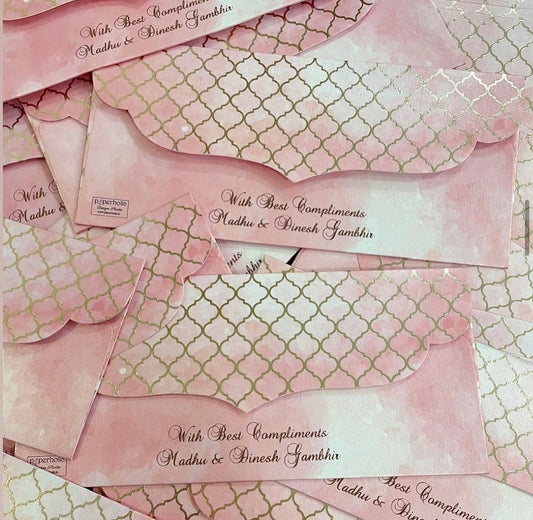 Watercolor Moroccan Design Gold Foiled Money Envelopes