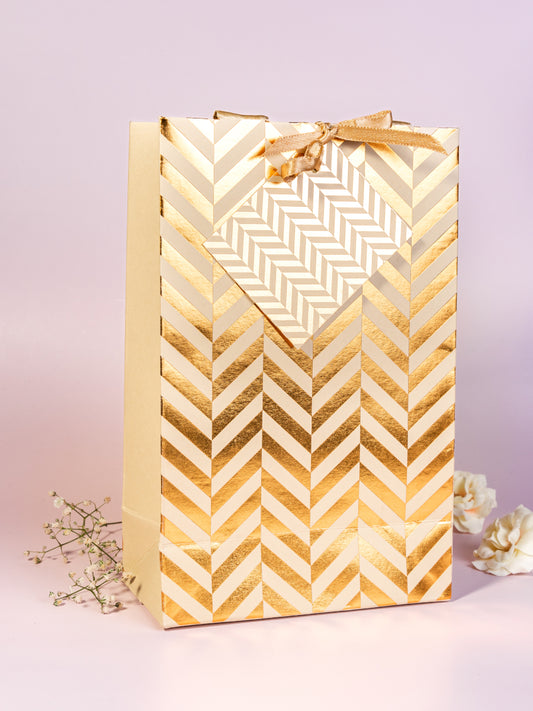 Chevron Theme Gift Bags Small-Beige