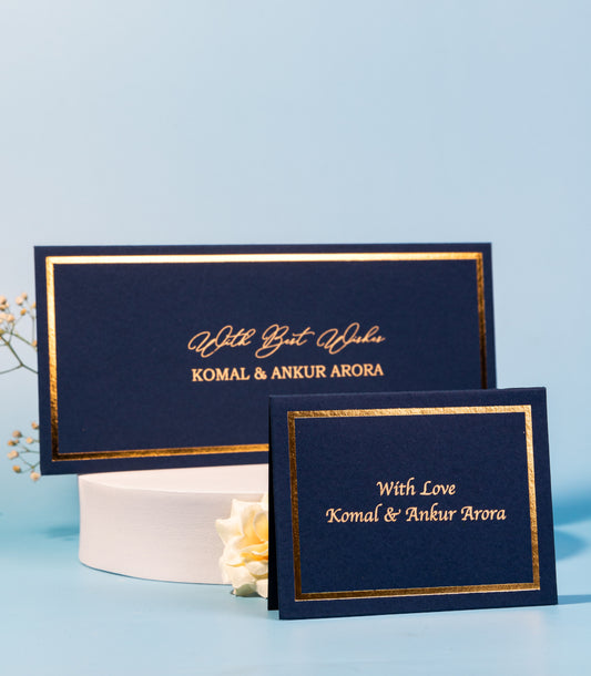 Personalized Envelope & Folded Tag With Gold Foiled Border Combo