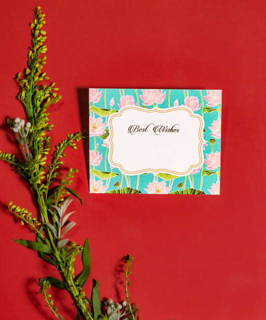 Blue Lotus Design Flat Gift Tag