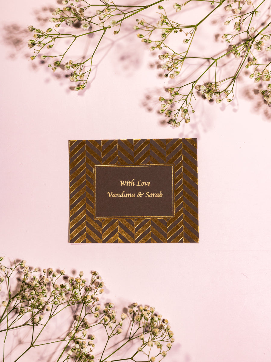Chevron Theme Gold Foiled Flat Gift Tag