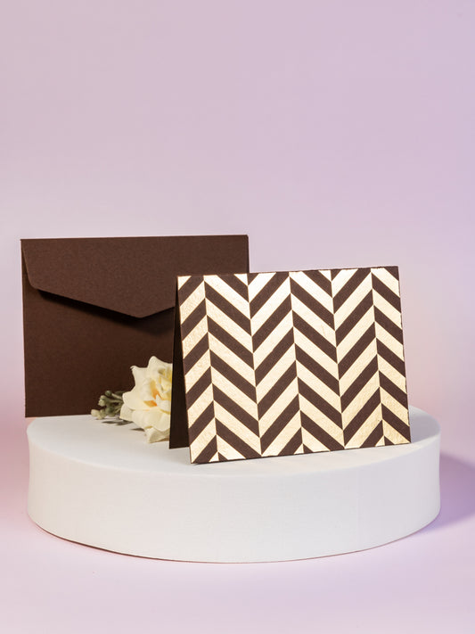Chevron Theme Gold Foiled Folded Gift Tags-Dark Brown