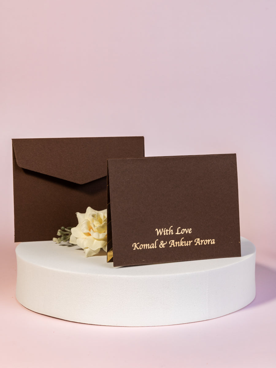 Chevron Theme Gold Foiled Folded Gift Tags-Dark Brown