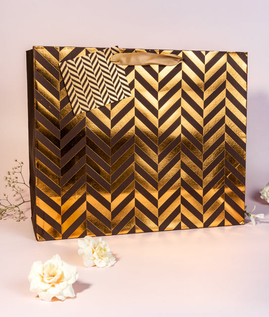Chevron Theme Gift Bag Medium-Dark Brown