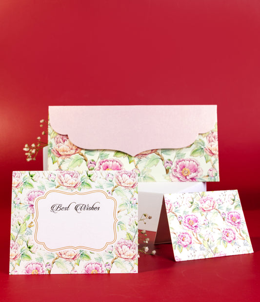 Chinese Floral Design Envelope & Tag Combo