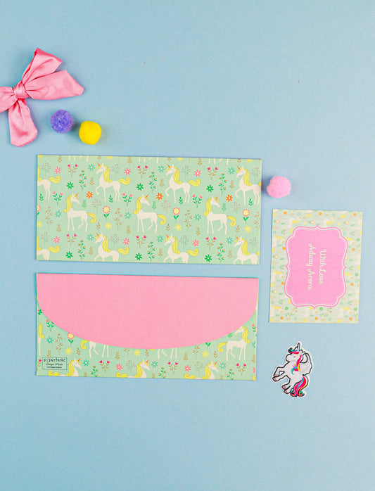 Unicorn Theme Money Envelope & Flat Tag Combo