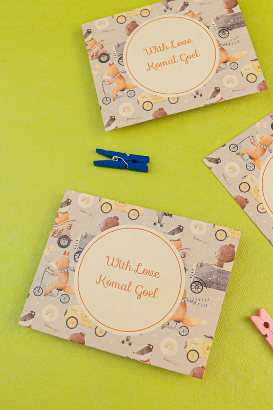 Cute Animal Racing Theme Flat Gift Tags