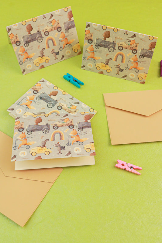 Cute Animal Racing Theme Folded Gift Tags