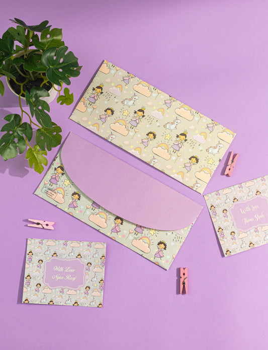 Fairy & Unicorn Theme Money Envelope & Flat Tag Combo