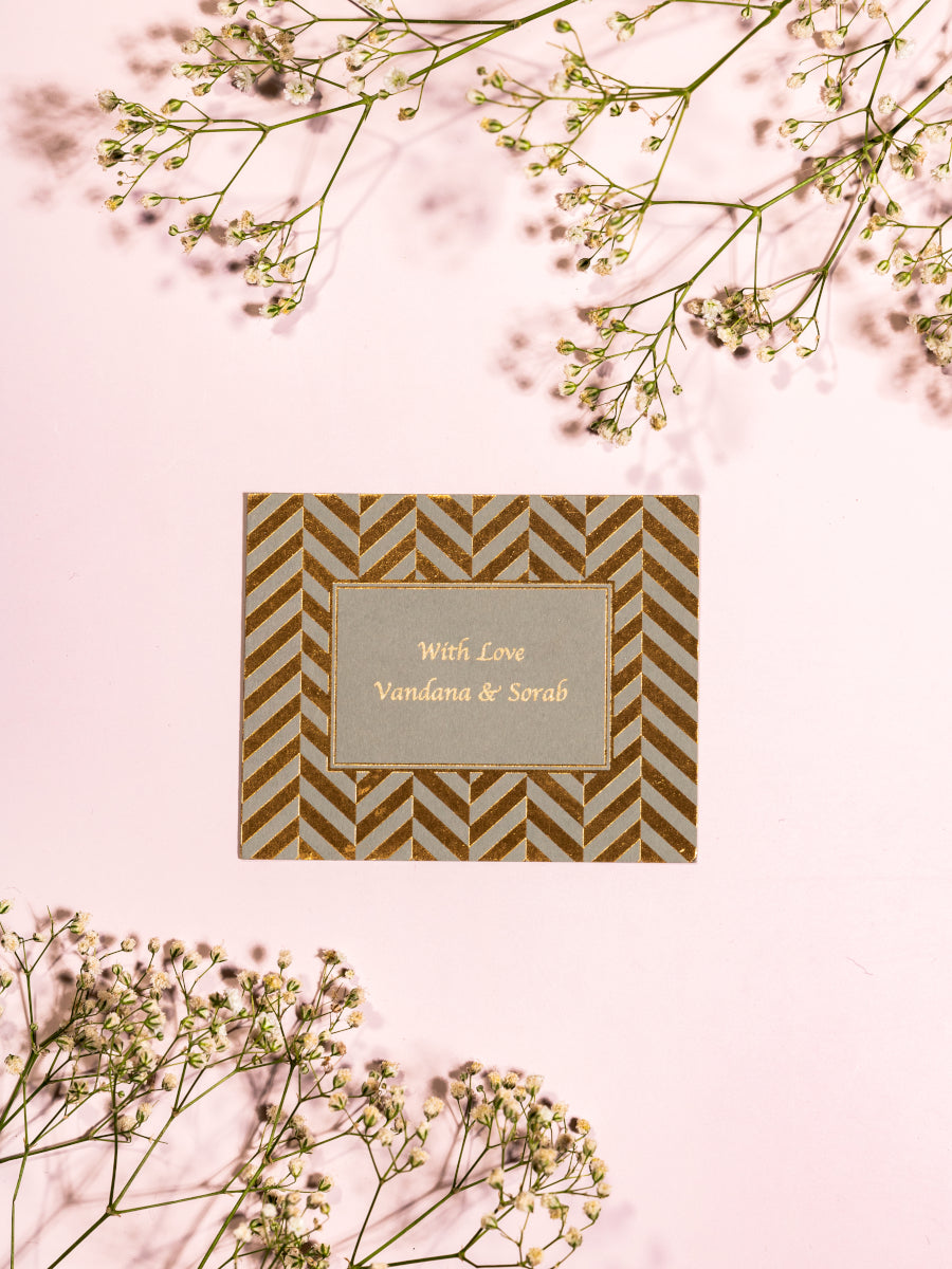 Chevron Theme Gold Foiled Flat Gift Tag