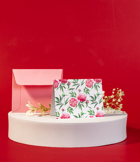 Peonies Design Folded Gift Tags