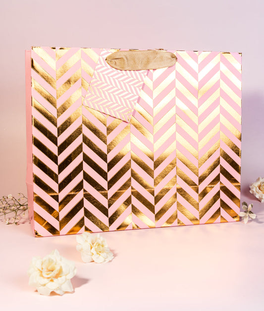 Chevron Theme Gift Bag Medium-Light Pink