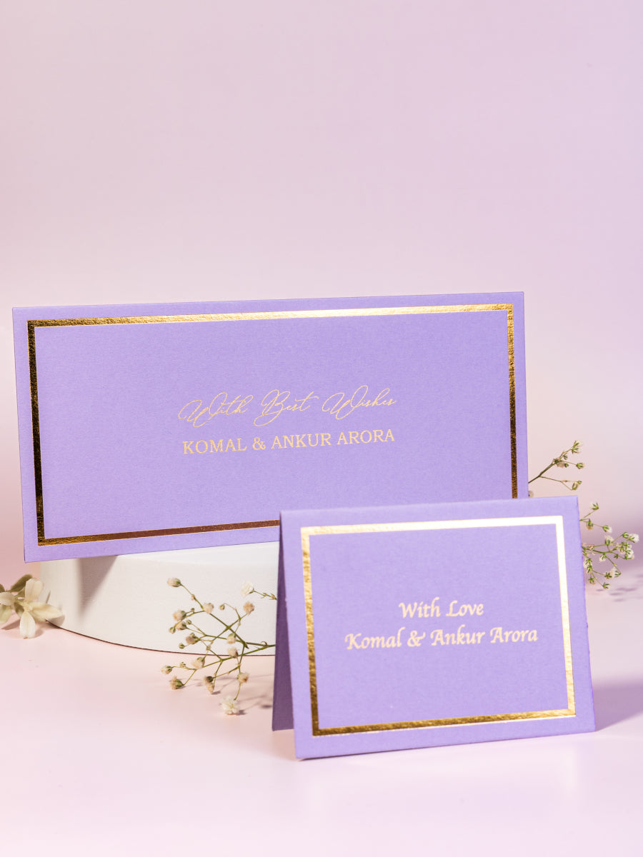 Personalized Envelope & Folded Tag With Gold Foiled Border Combo