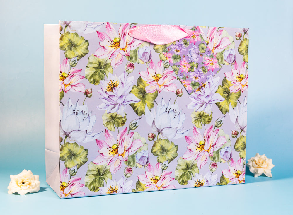 Purple Lotus Design Gift Bag Medium