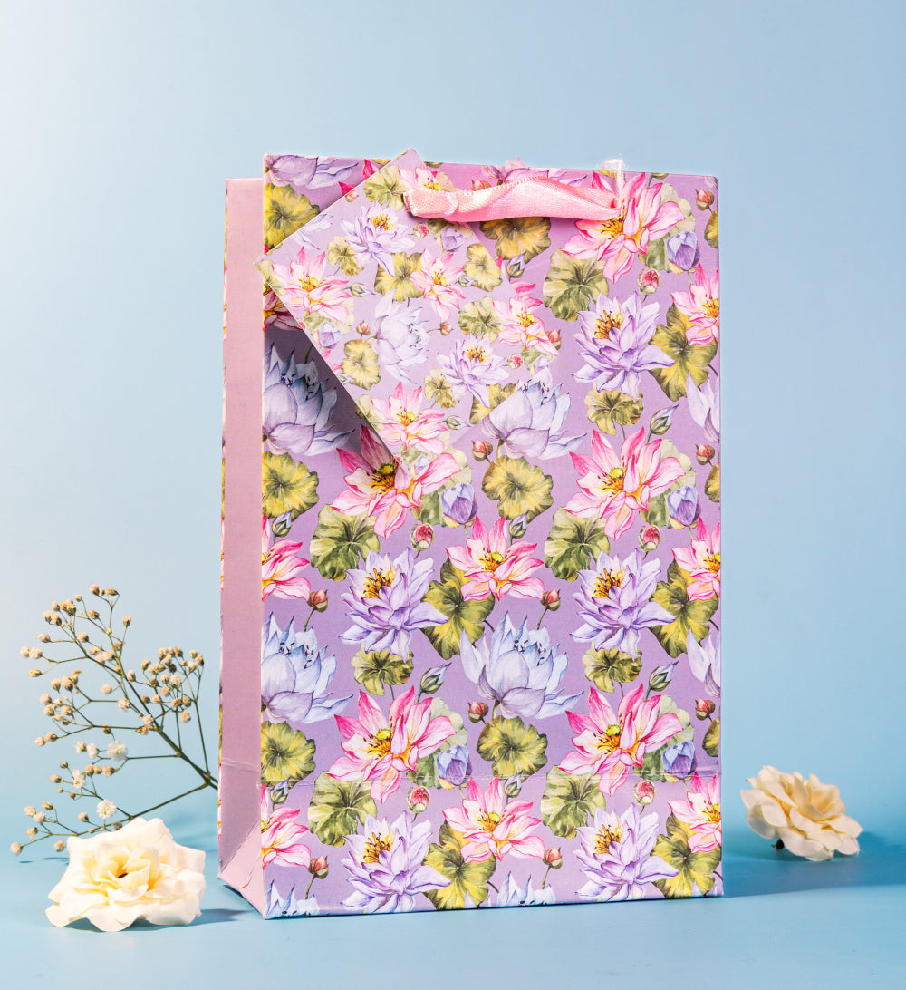 Purple Lotus Design Gift Bags Small