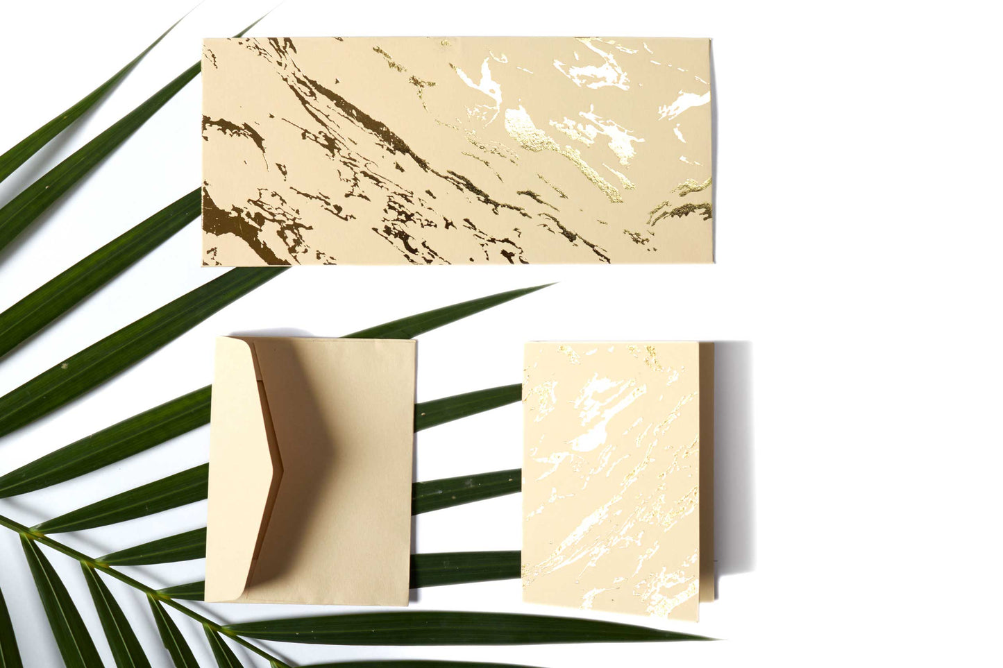 Marble Theme Personalized Gold Foiled Envelope & Folded Tag Combo