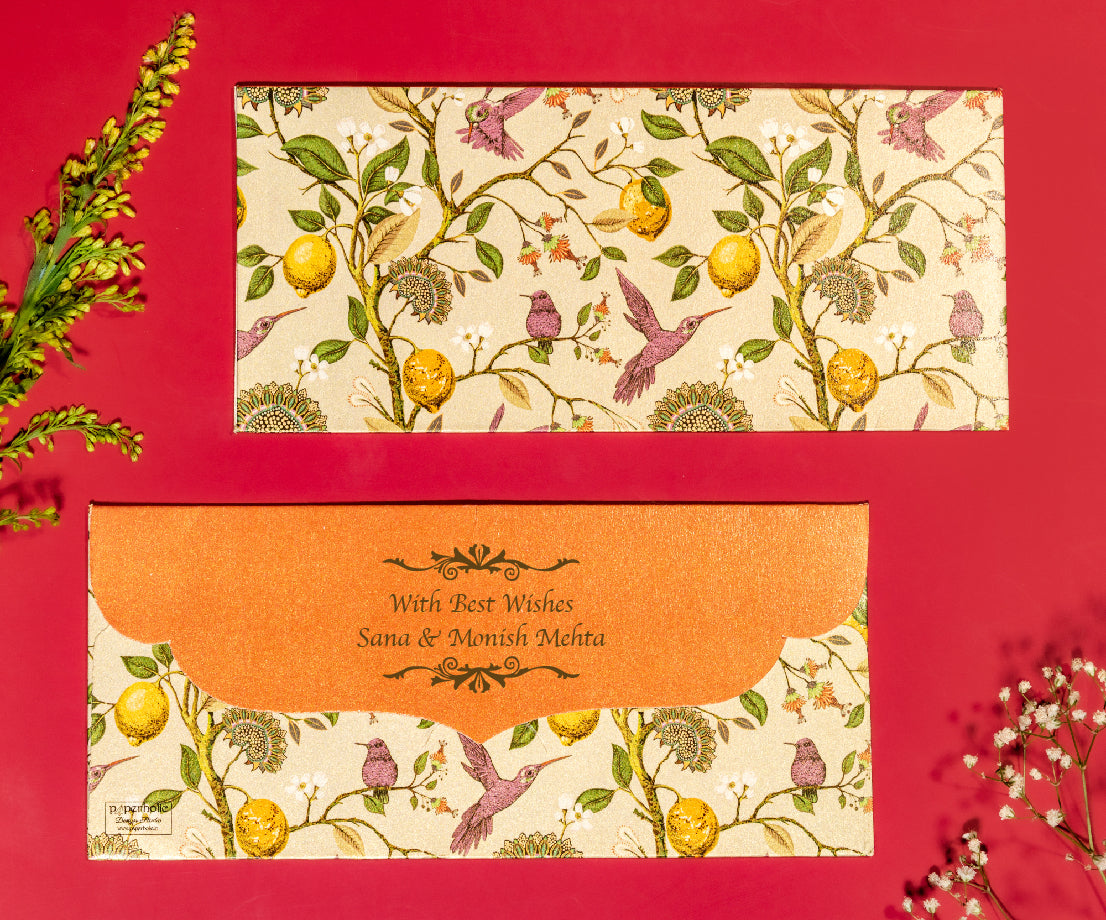 Birds & Lemon Design Money/Shagun Envelopes