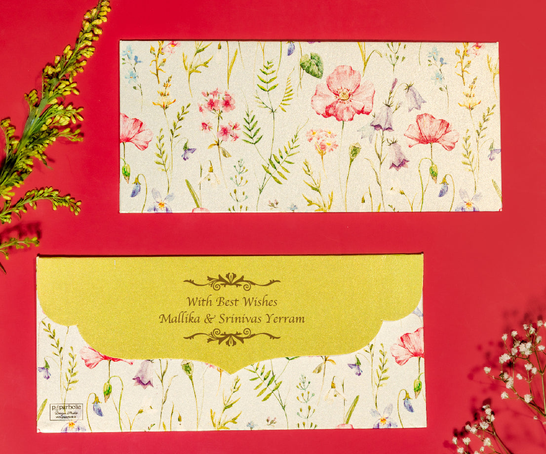 Blue Watercolor Floral Design Money/Shagun Envelopes