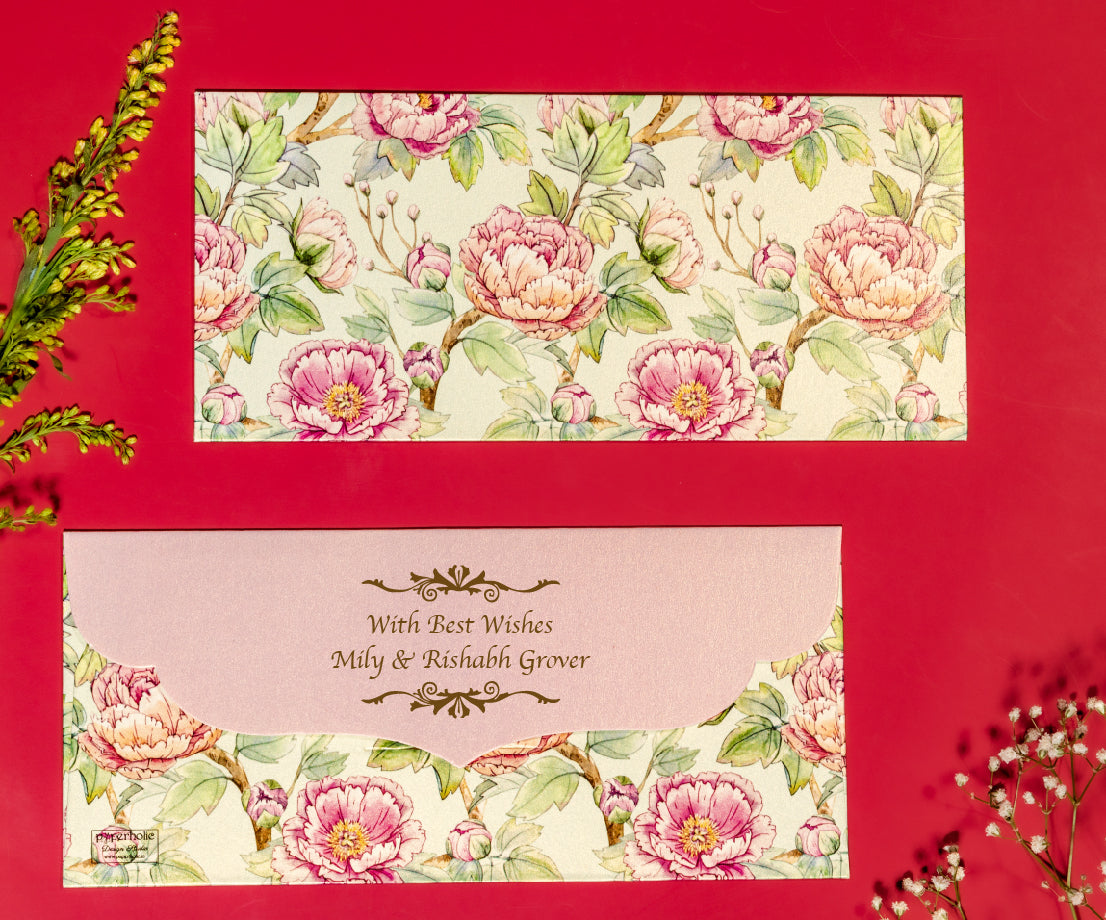 Chinese Floral Design Personalized Money/Shagun Envelopes