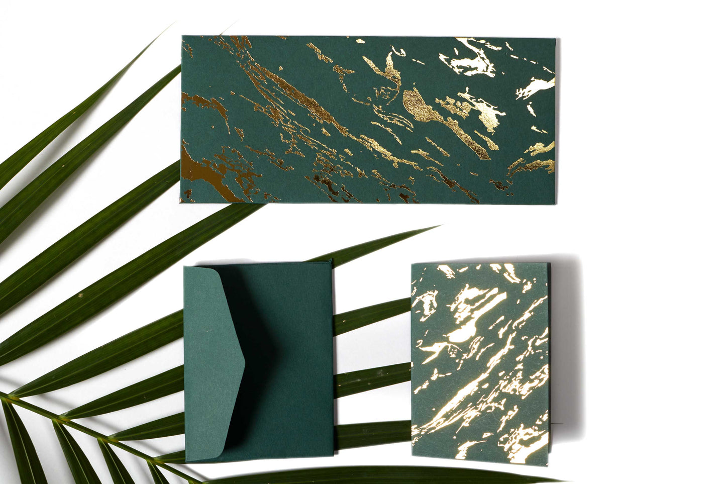 Marble Theme Personalized Gold Foiled Envelope & Folded Tag Combo