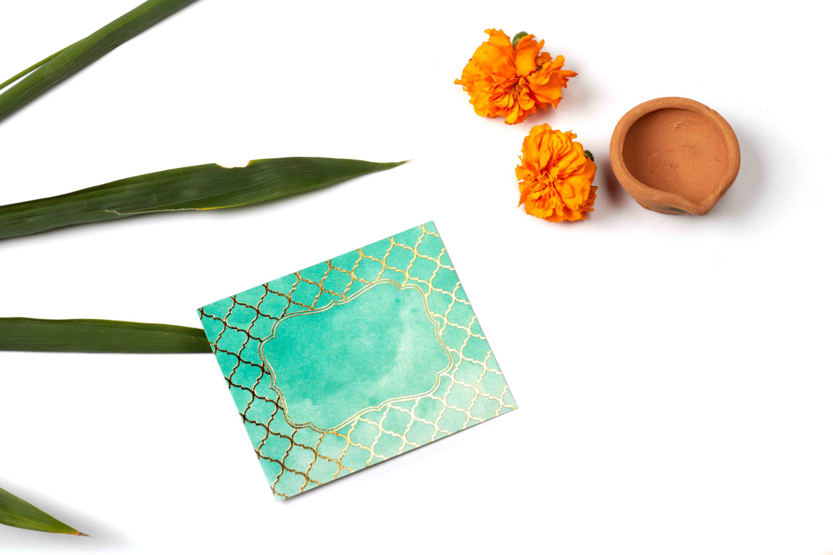 Watercolor Moroccan Theme Gold Foiled Flat Gift Tags
