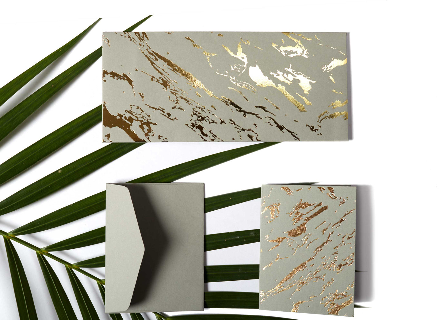 Marble Theme Personalized Gold Foiled Envelope & Folded Tag Combo