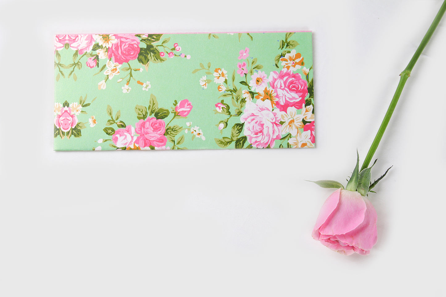 Mint Green Floral Design Money/Shagun Envelopes