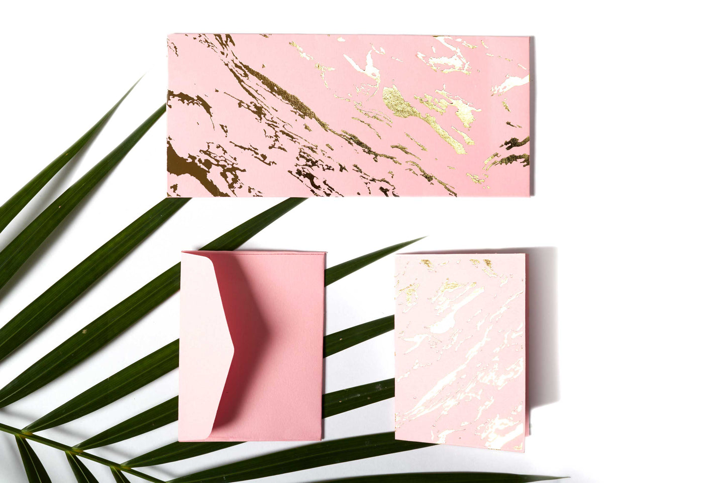 Marble Theme Personalized Gold Foiled Envelope & Folded Tag Combo