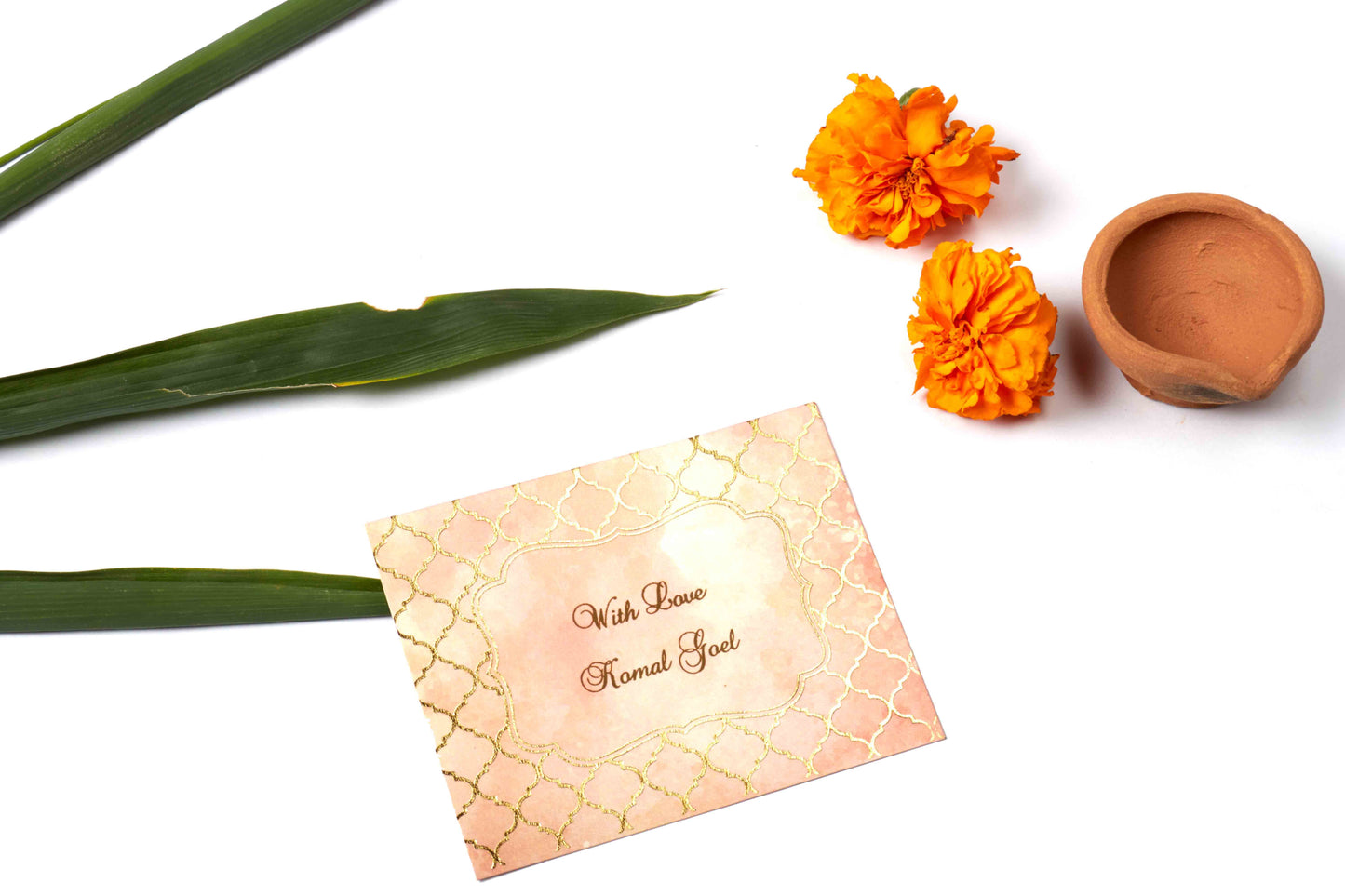 Watercolor Moroccan Theme Gold Foiled Flat Gift Tags