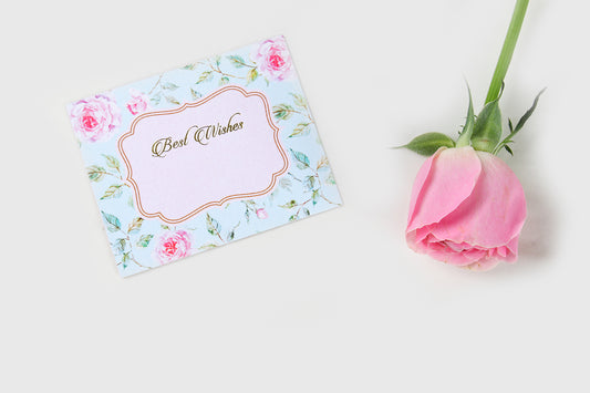 Powder Blue Floral Design Flat Gift Tag