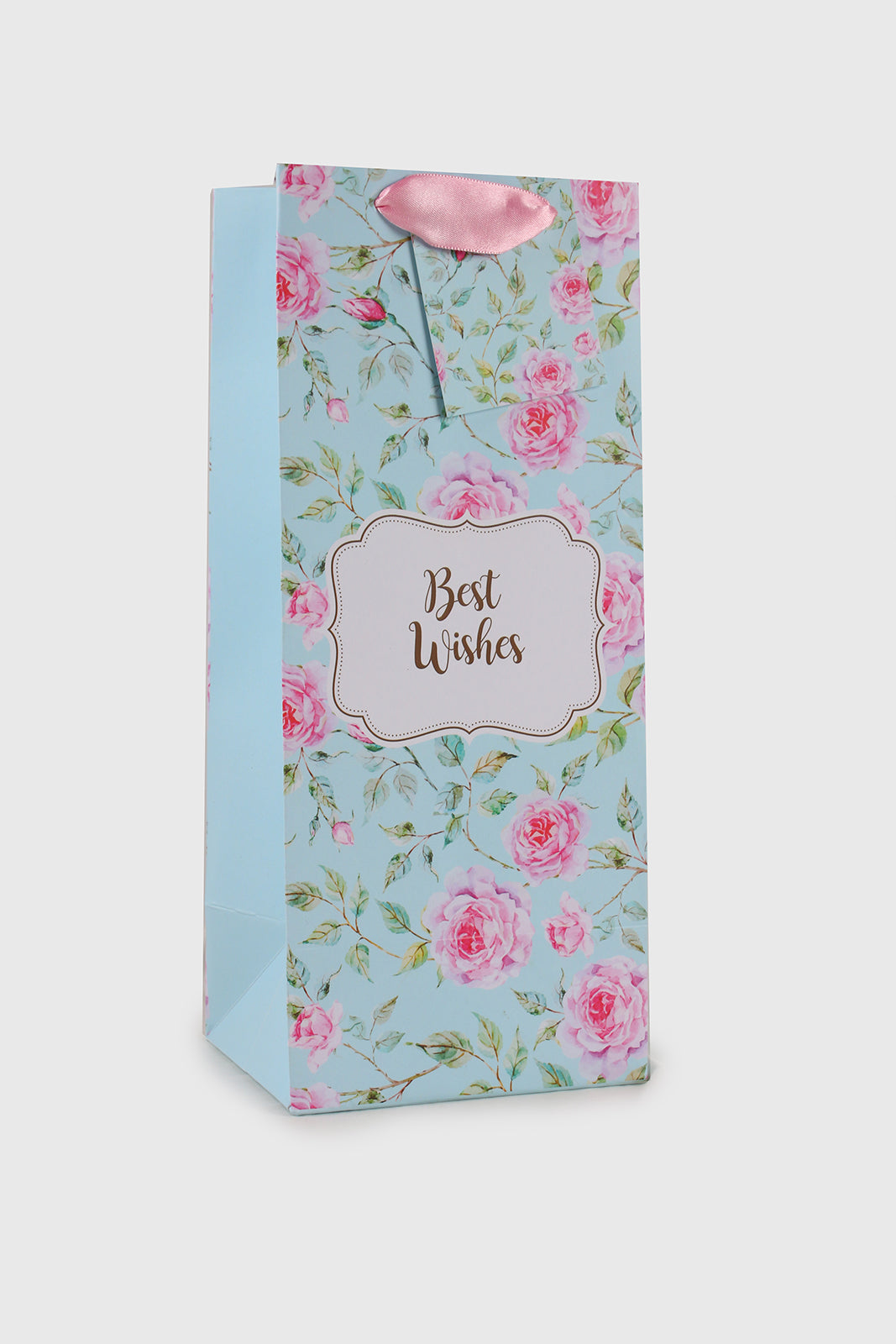 Powder Blue Floral Design Wine/Bottle Bags