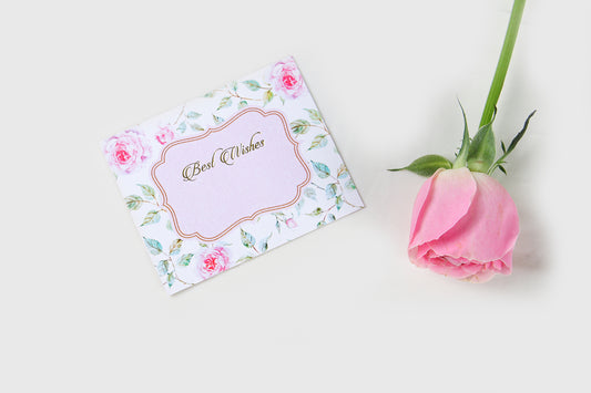 Powder White Floral Design Flat Gift Tag