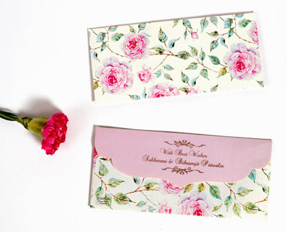 Powder White Floral Design Envelope & Tag Combo