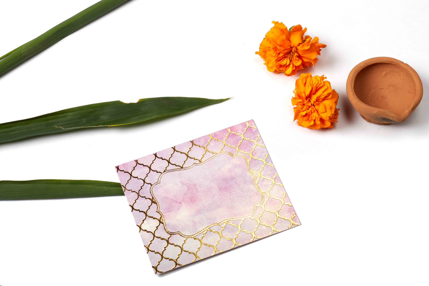 Watercolor Moroccan Theme Gold Foiled Flat Gift Tags