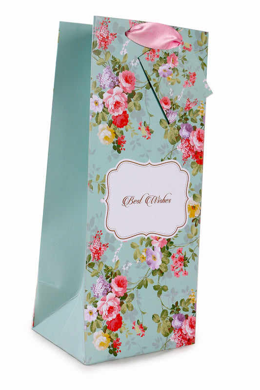 Sea Green Floral Design Wine/Bottle Bags