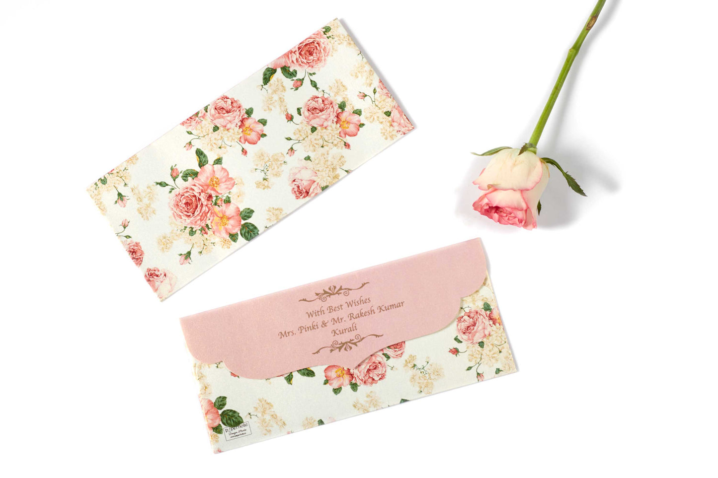 White Floral Design Envelope & Tag Combo