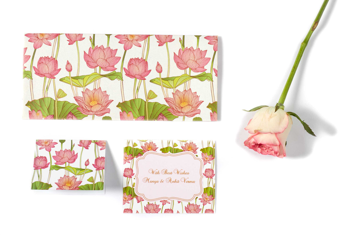 White Lotus Design Envelope & Tag Combo