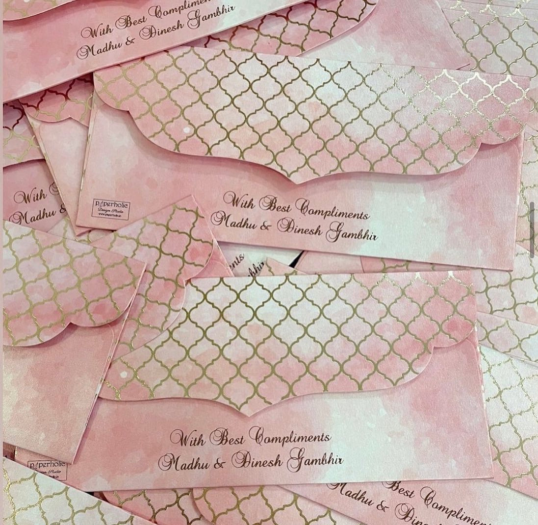 Watercolor Moroccan Design Gold Foiled Money Envelopes