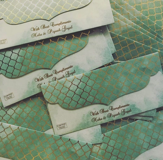 Watercolor Moroccan Theme Gold Foiled Money Envelopes