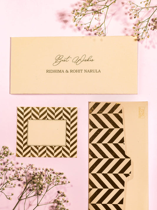 Chevron Theme Personalized Gold Foiled Envelope & Flat Tag Combo