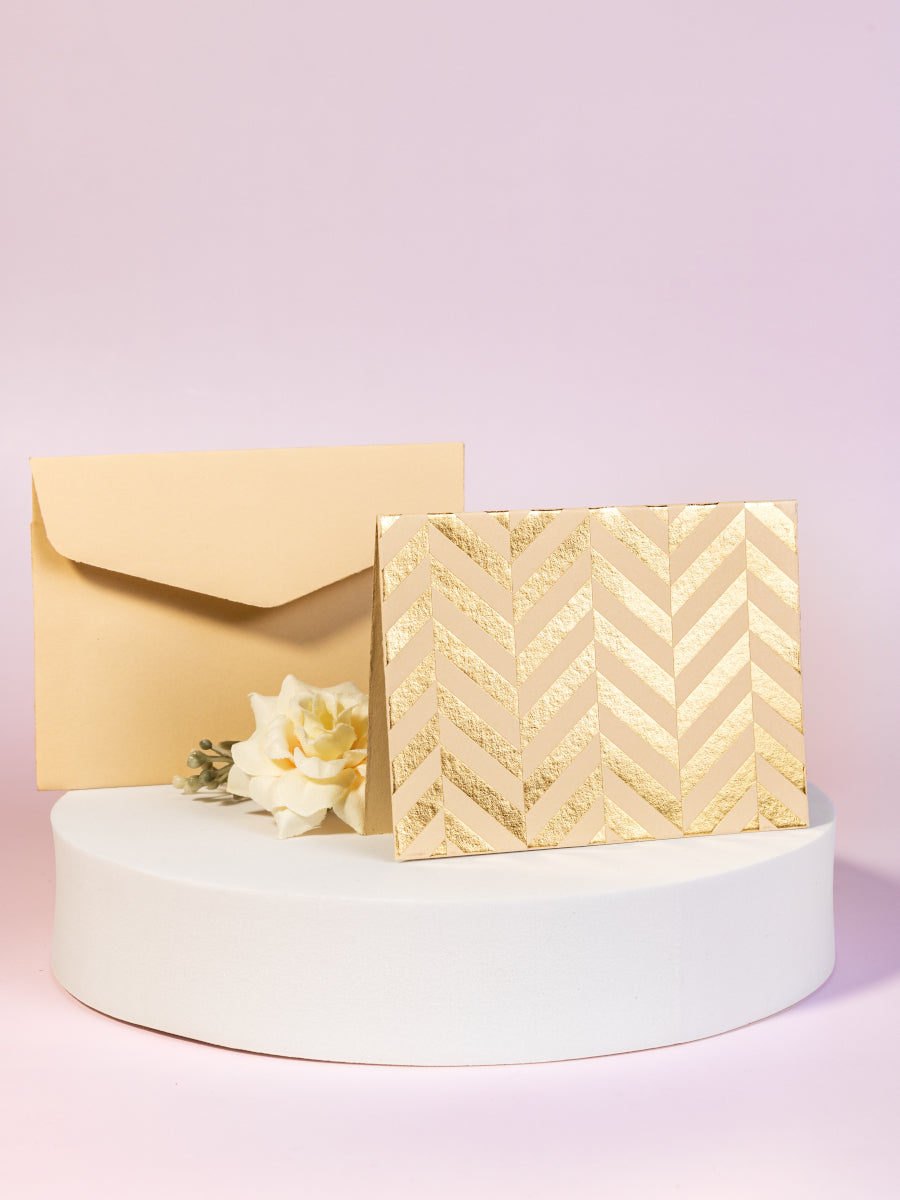 Chevron Theme Gold Foiled Folded Gift Tags-Beige