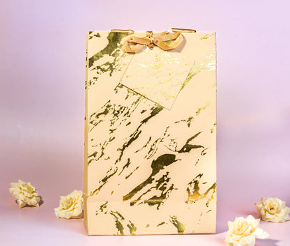 Marble Theme Gold Foiled Gift Bags Small- Maroon