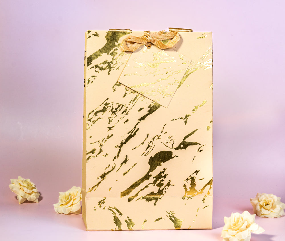 Marble Theme Gold Foiled Gift Bags Small- Light Pink