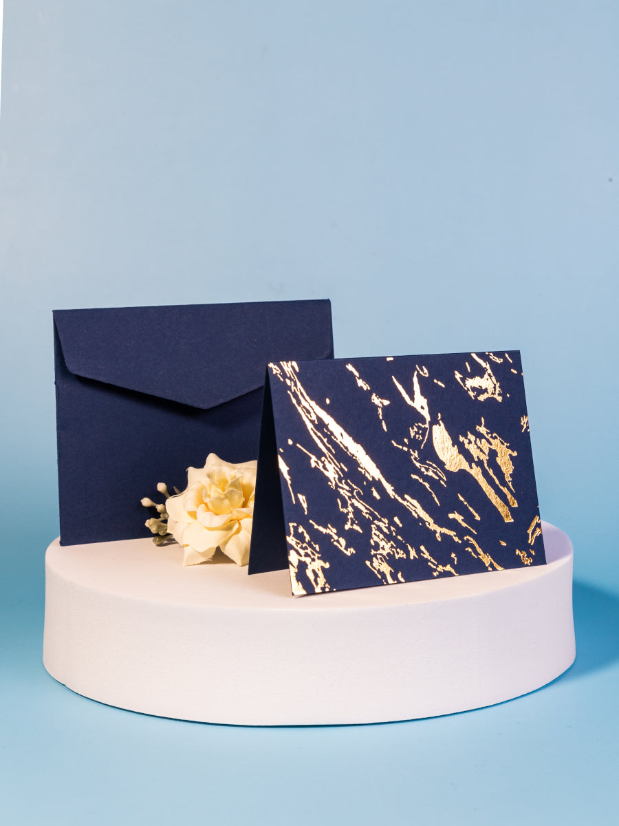 Marble Theme Personalized Gold Foiled Envelope & Folded Tag Combo