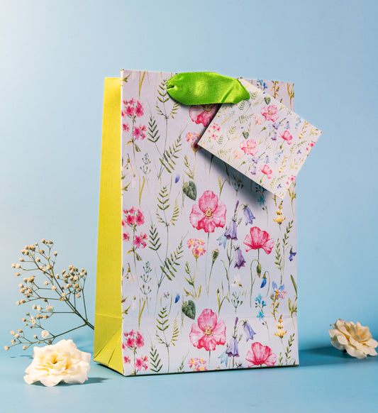 Blue Watercolor Floral Design Gift Bags Small