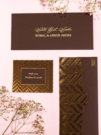 Chevron Theme Personalized Gold Foiled Envelope & Flat Tag Combo