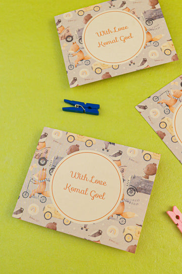 Cute Animal Racing Theme Flat Gift Tags