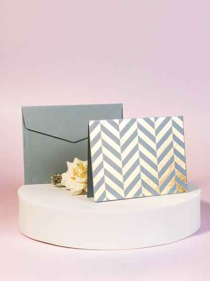 Chevron Theme Gold Foiled Folded Gift Tags-Grey