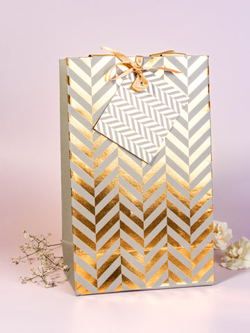 Chevron Theme Gift Bags Small-Grey