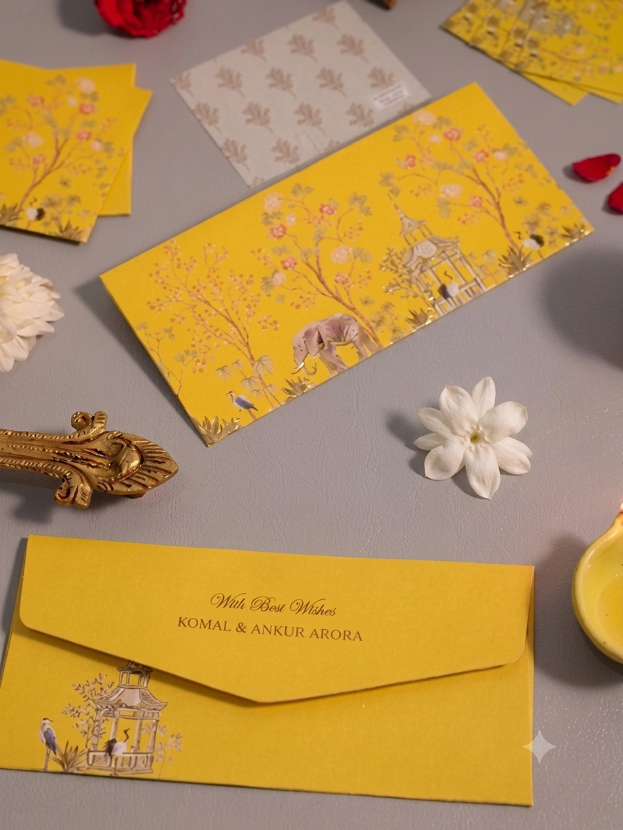 Heritage Bloom Themed Money Envelopes (Yellow)